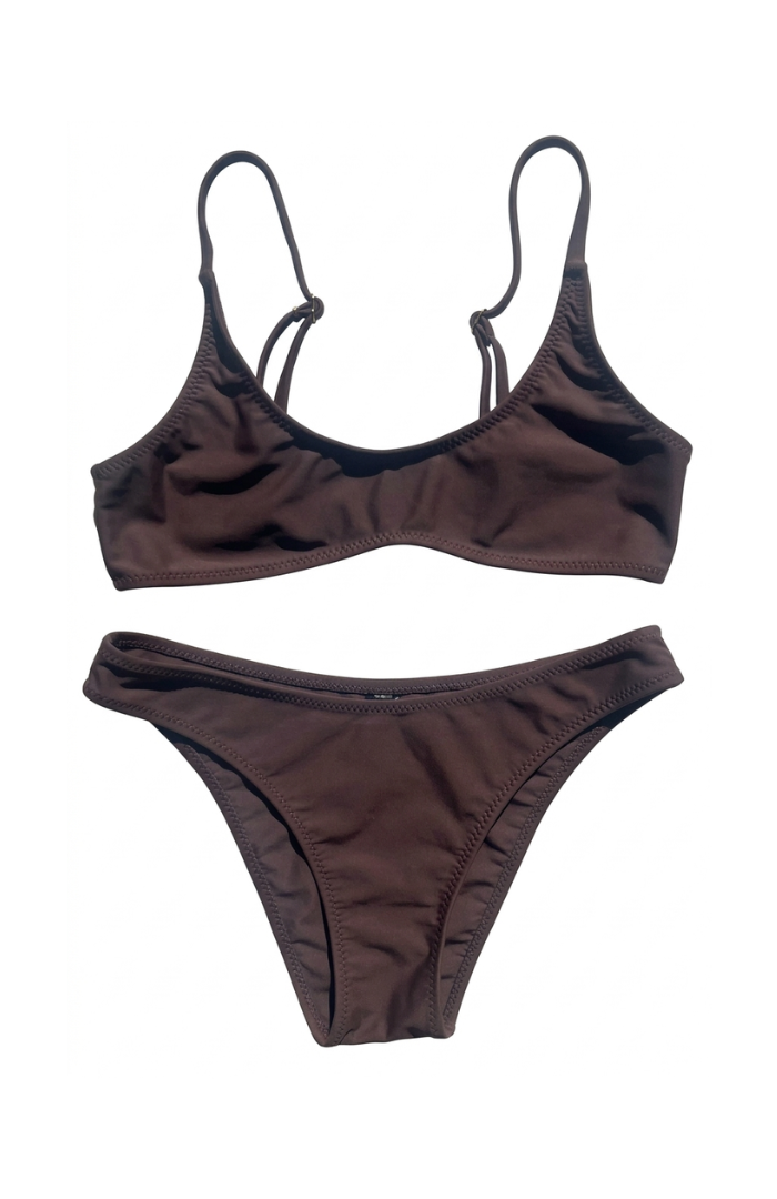 Brown scoop bikini set