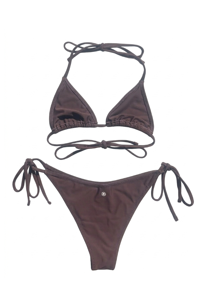 Brown triangle bikini set