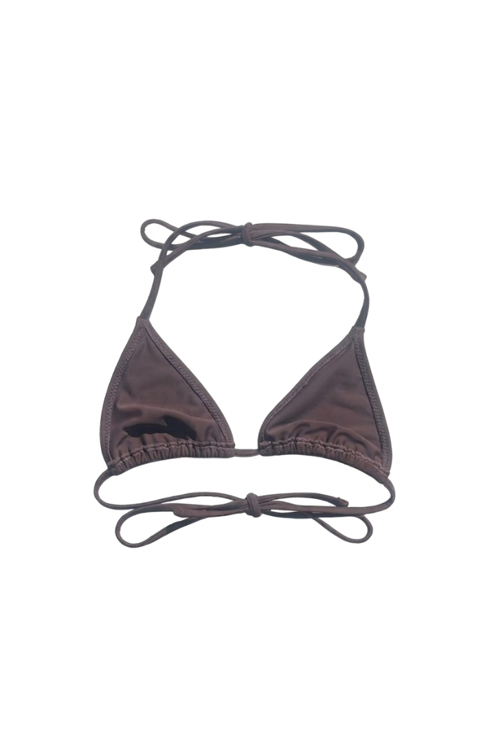 Brown triangle bikini top