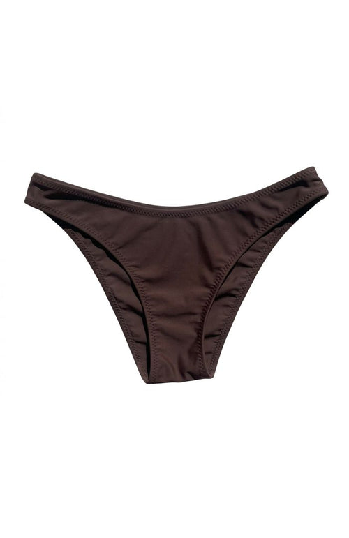 front view product image on a white background of the SUHN Swim maui brown scoop bikini bottoms