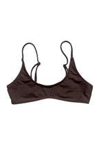 front view product image on a white background of the SUHN Swim maui brown scoop bikini top